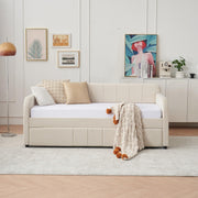 Twin Velvet Corner Daybed with Liftable Trundle and USB Charging