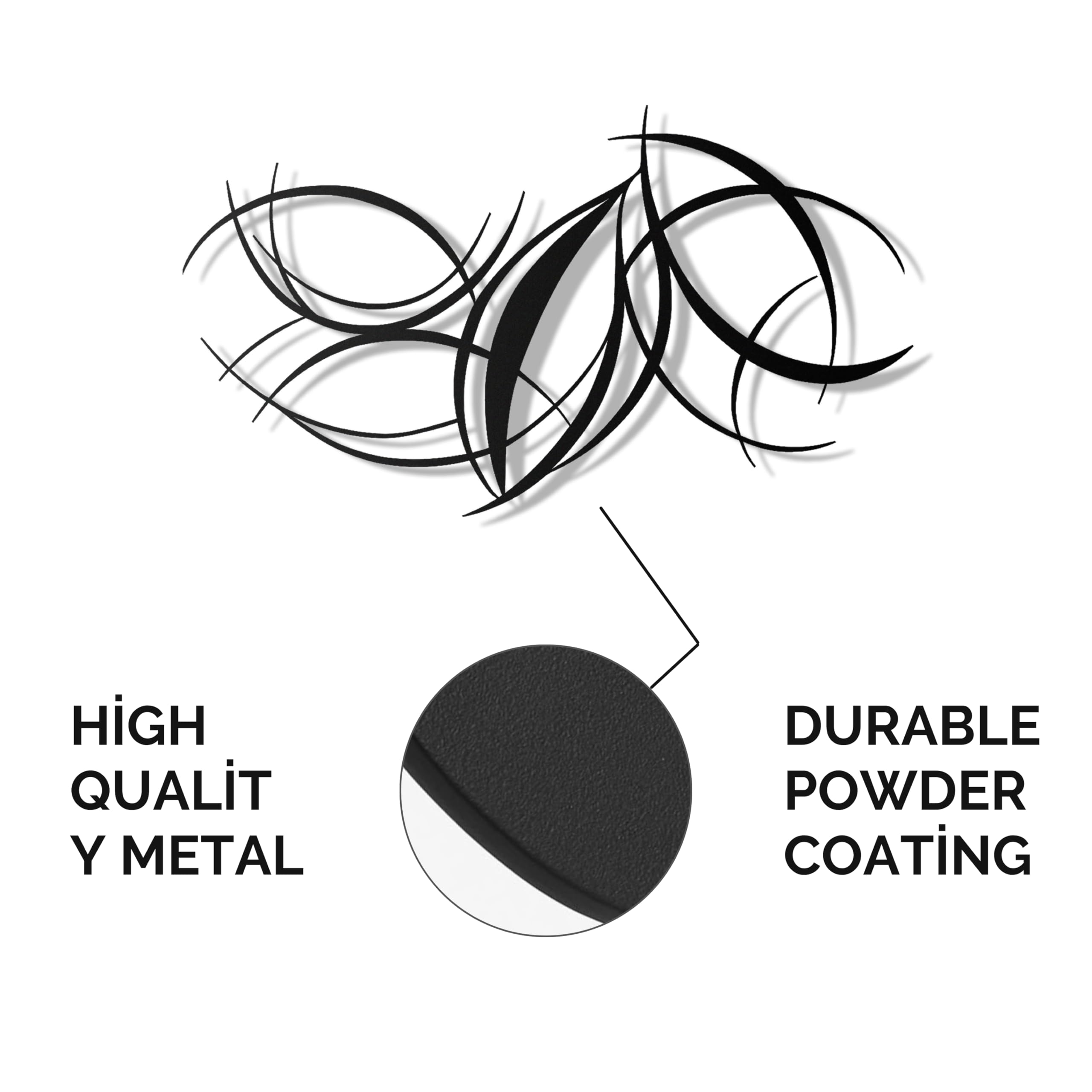 Modern Abstract Metal Wall Art - Black Curved Lines Sculpture