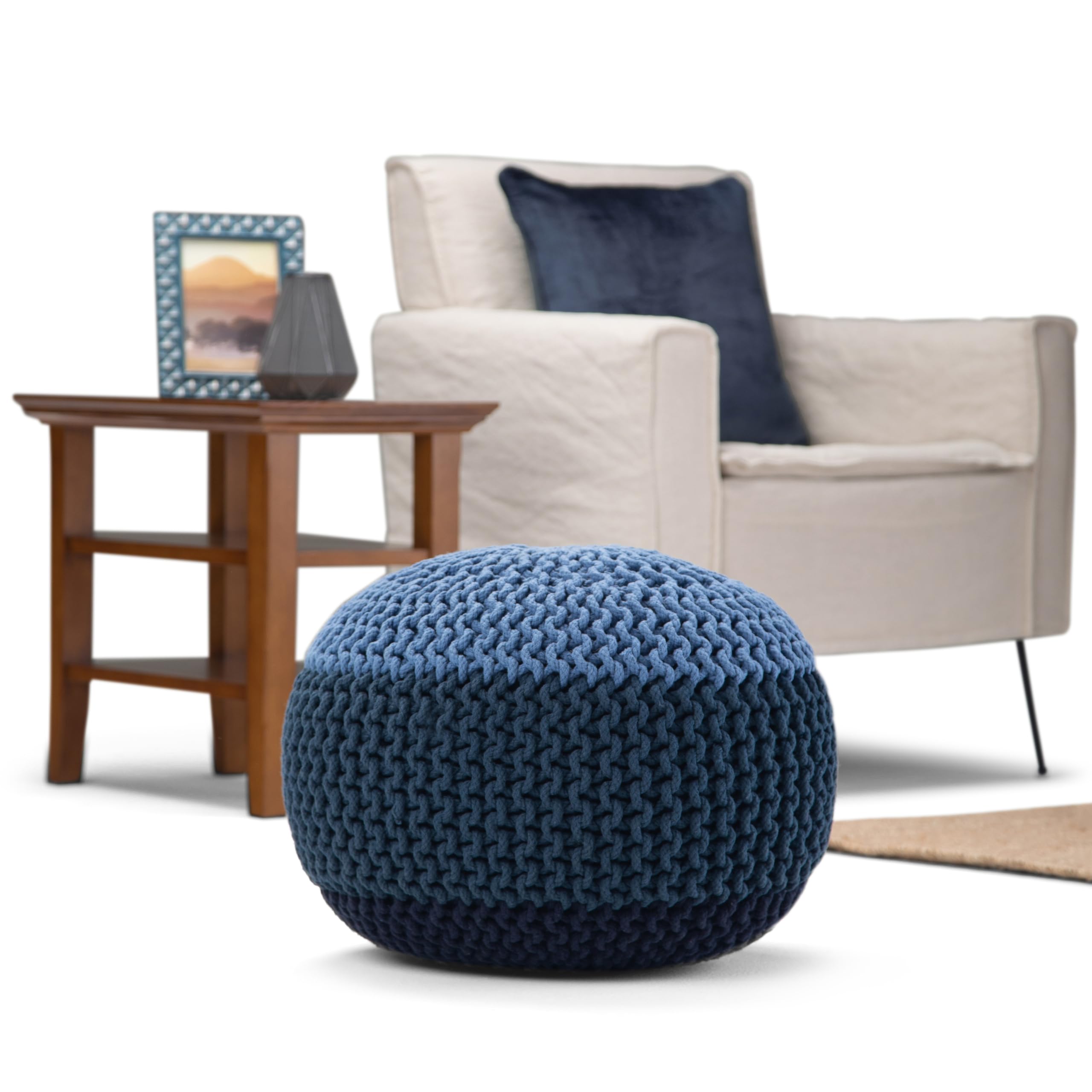 Nikki Boho Round Hand Knit Pouf
