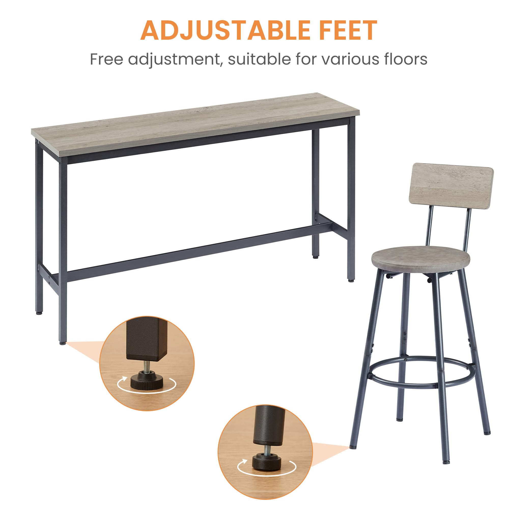 4-Piece Bar Table Set with Upholstered Stools