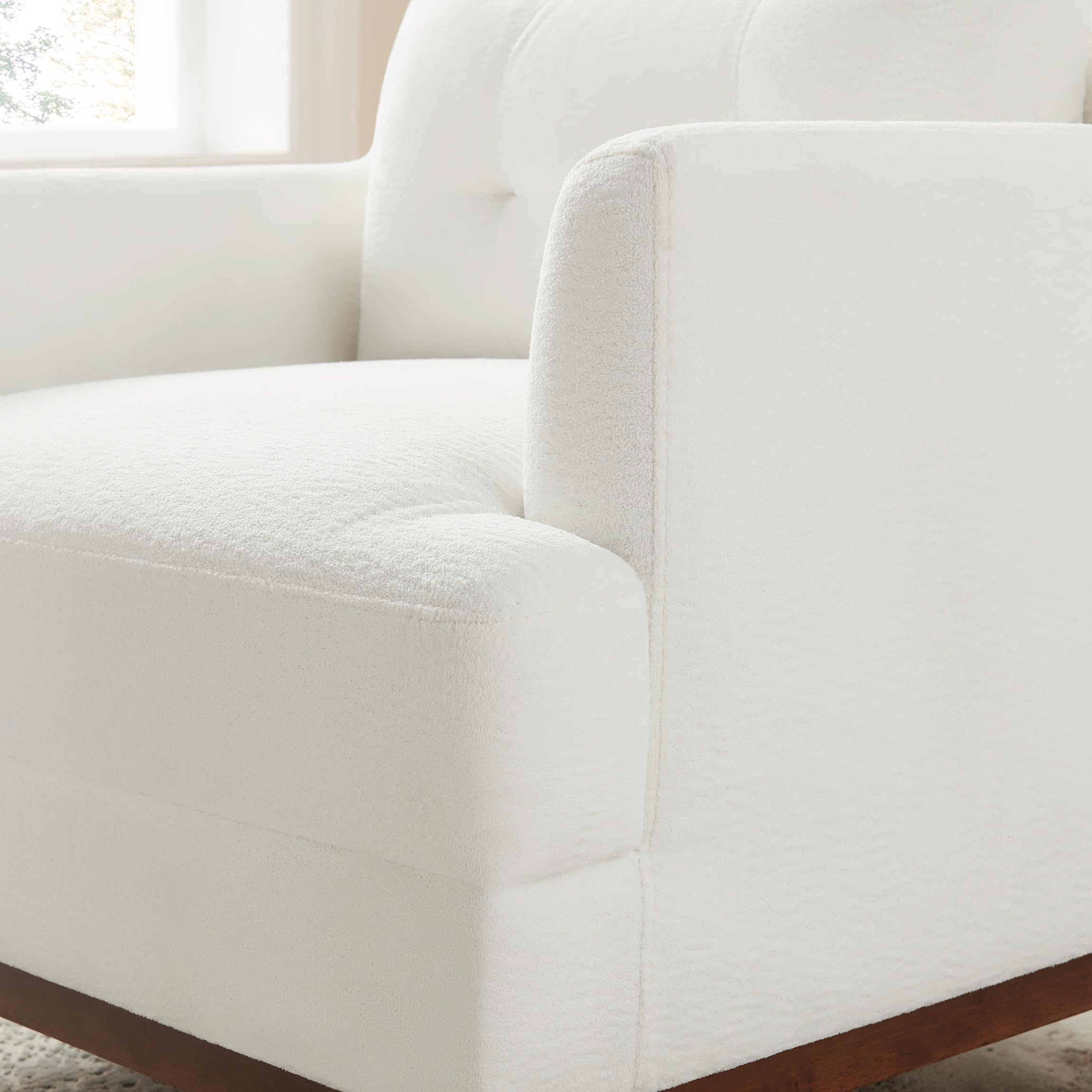 White Sherpa Accent Chair with Cushion