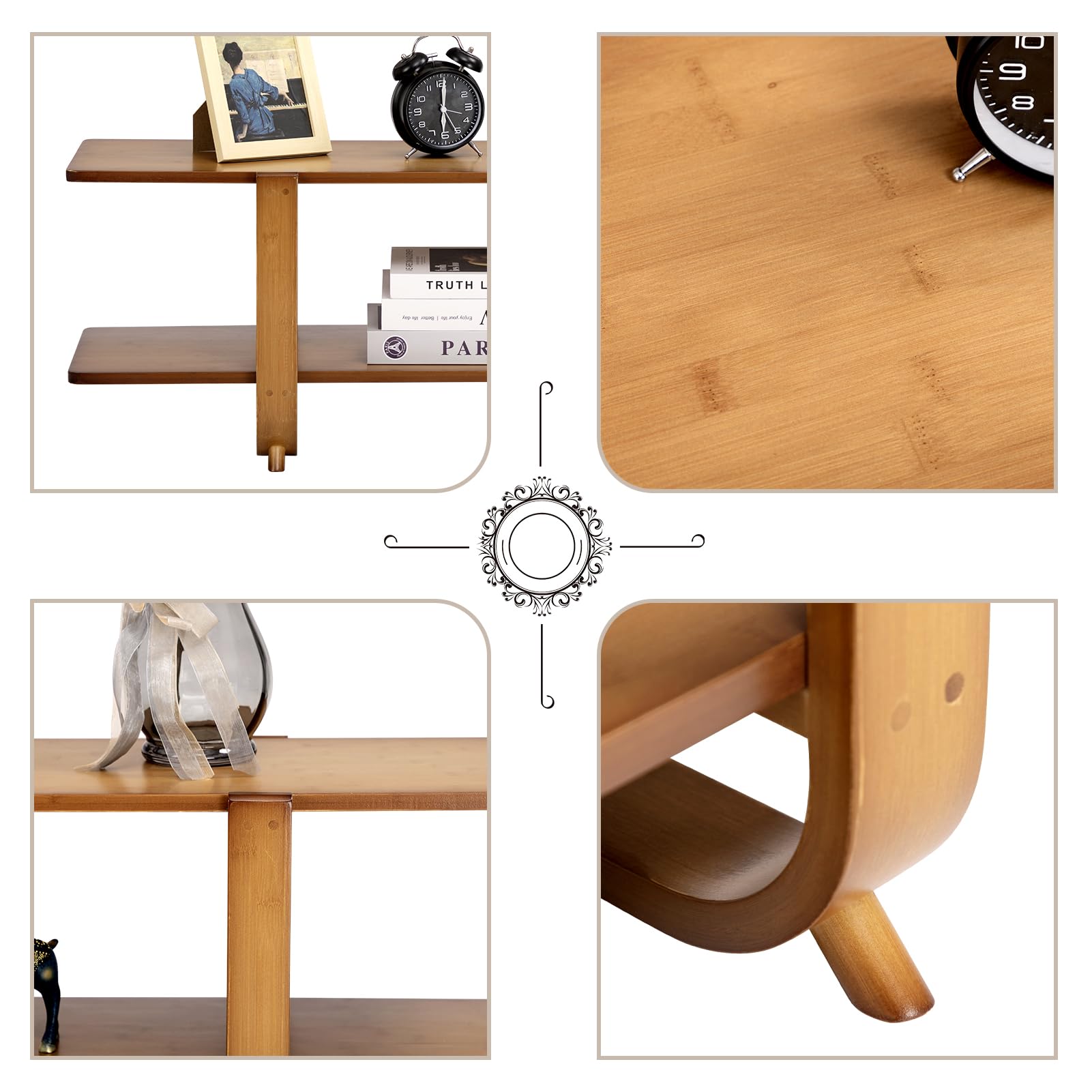 Bamboo TV Stand with Storage for TVs up to 65 Inches