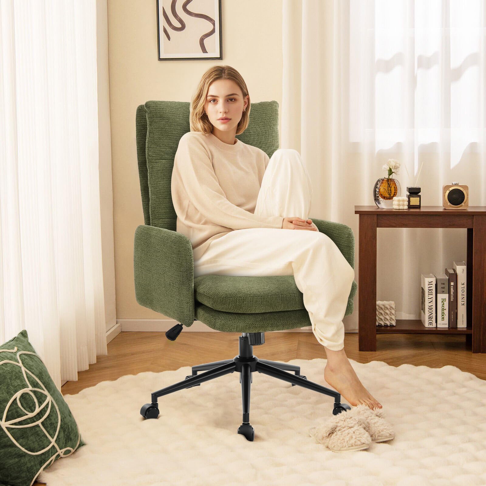 High-Back Upholstered Office Chair with Adjustable Armrests