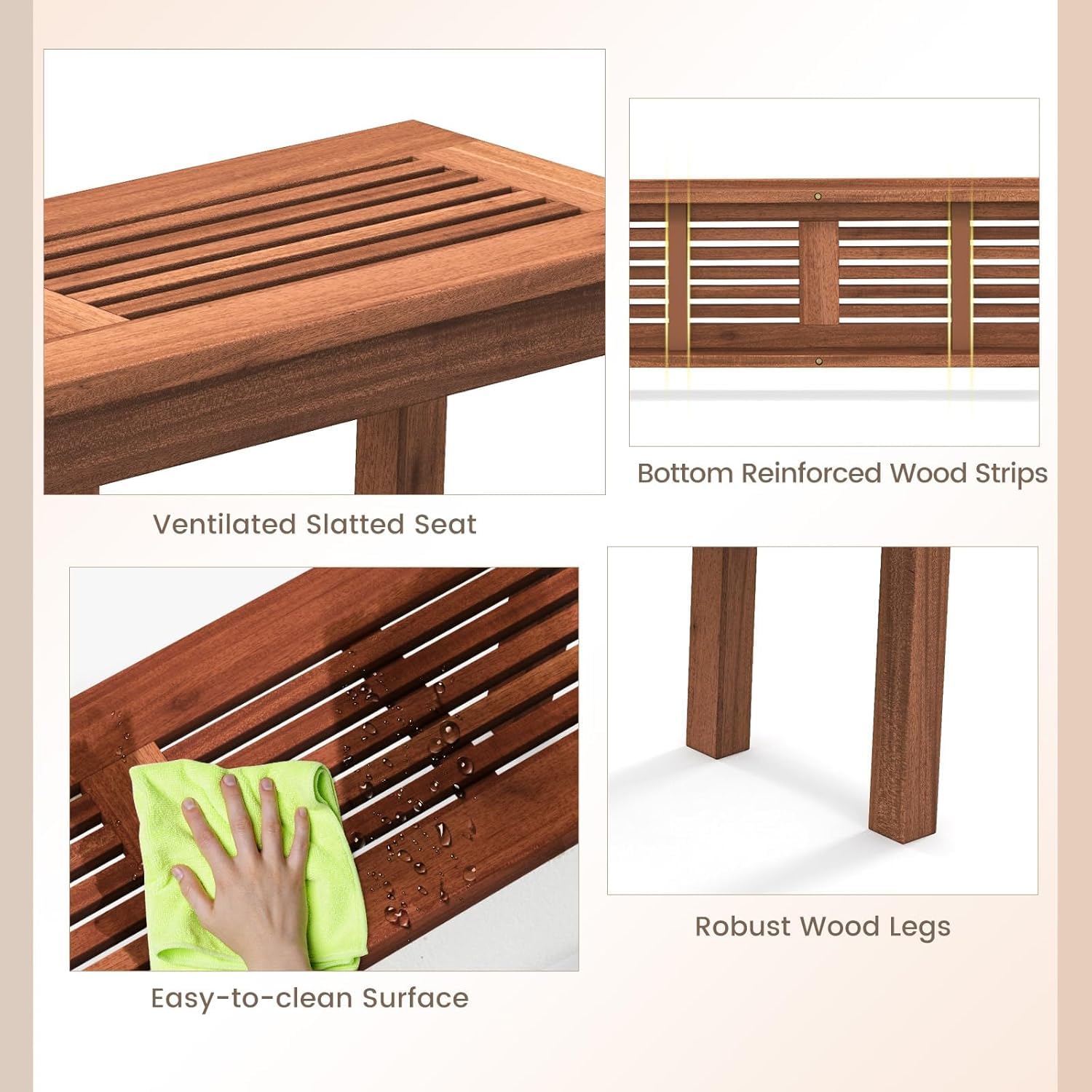 Wooden Outdoor Bench 2-Person