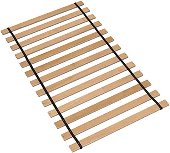 Wooden Mattress Support Bunkie Board Roll Slat with Nylon Cord Full Beige