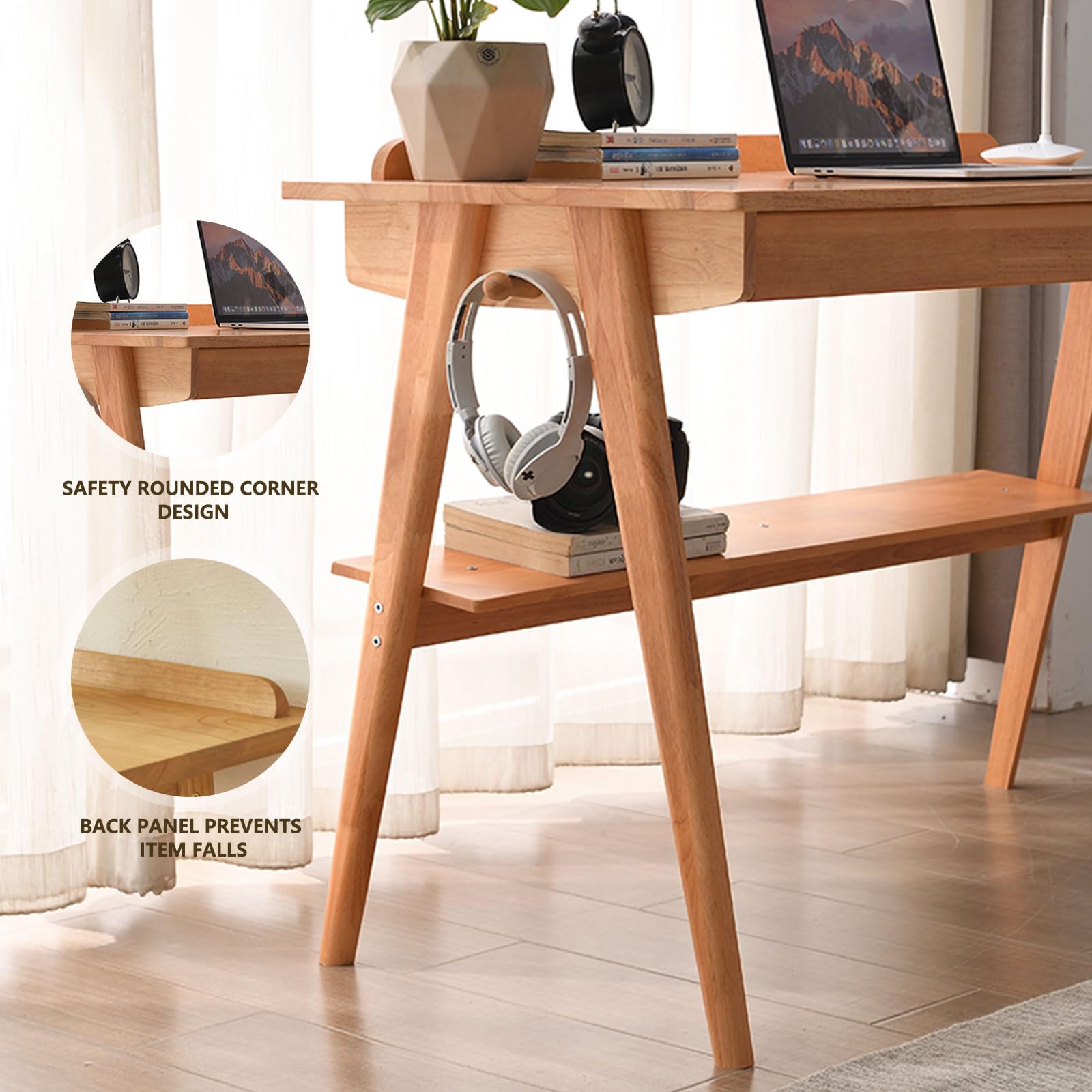 Solid Wood Desk with Drawers