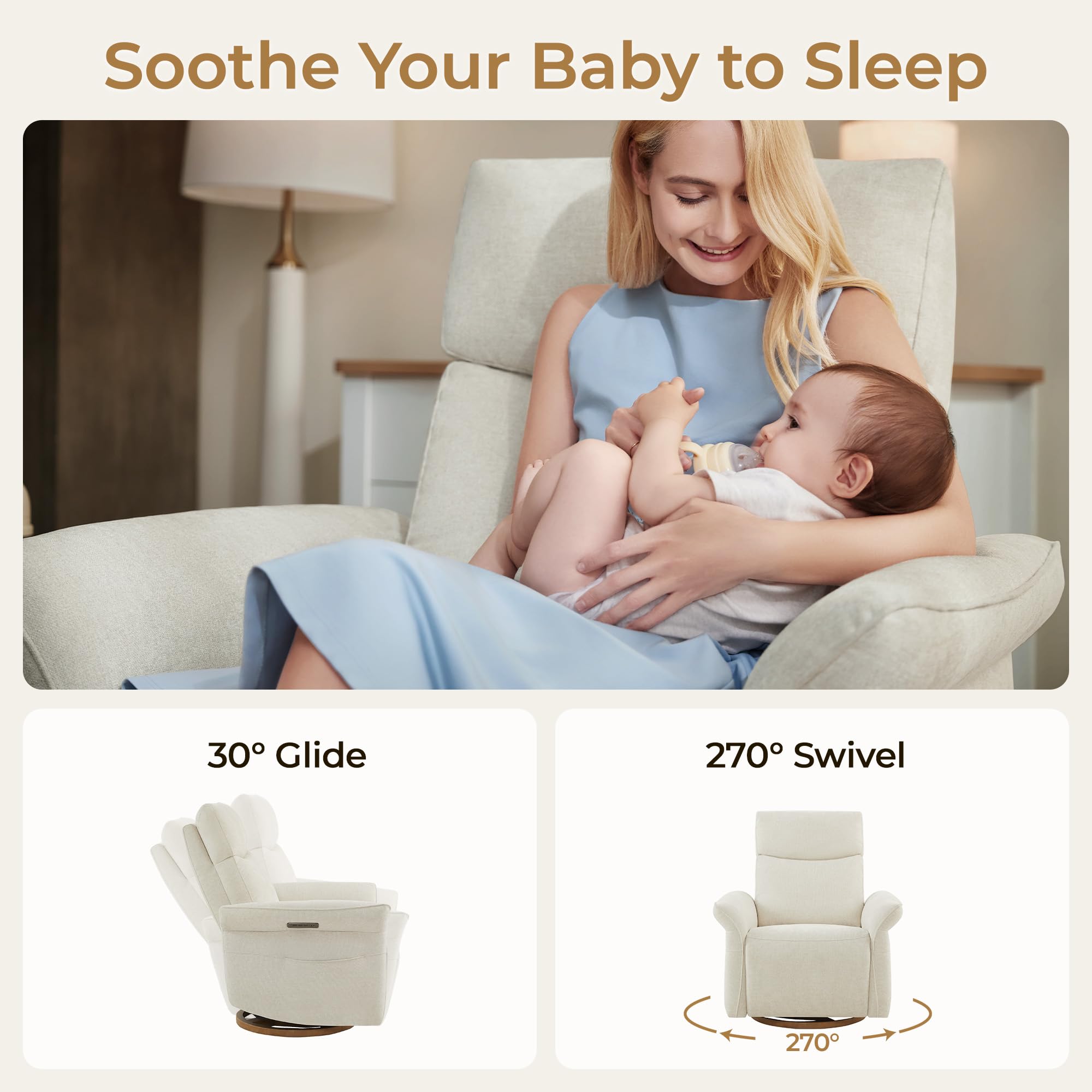 Power Recliner Chair with Triple Motor Swivel Glider