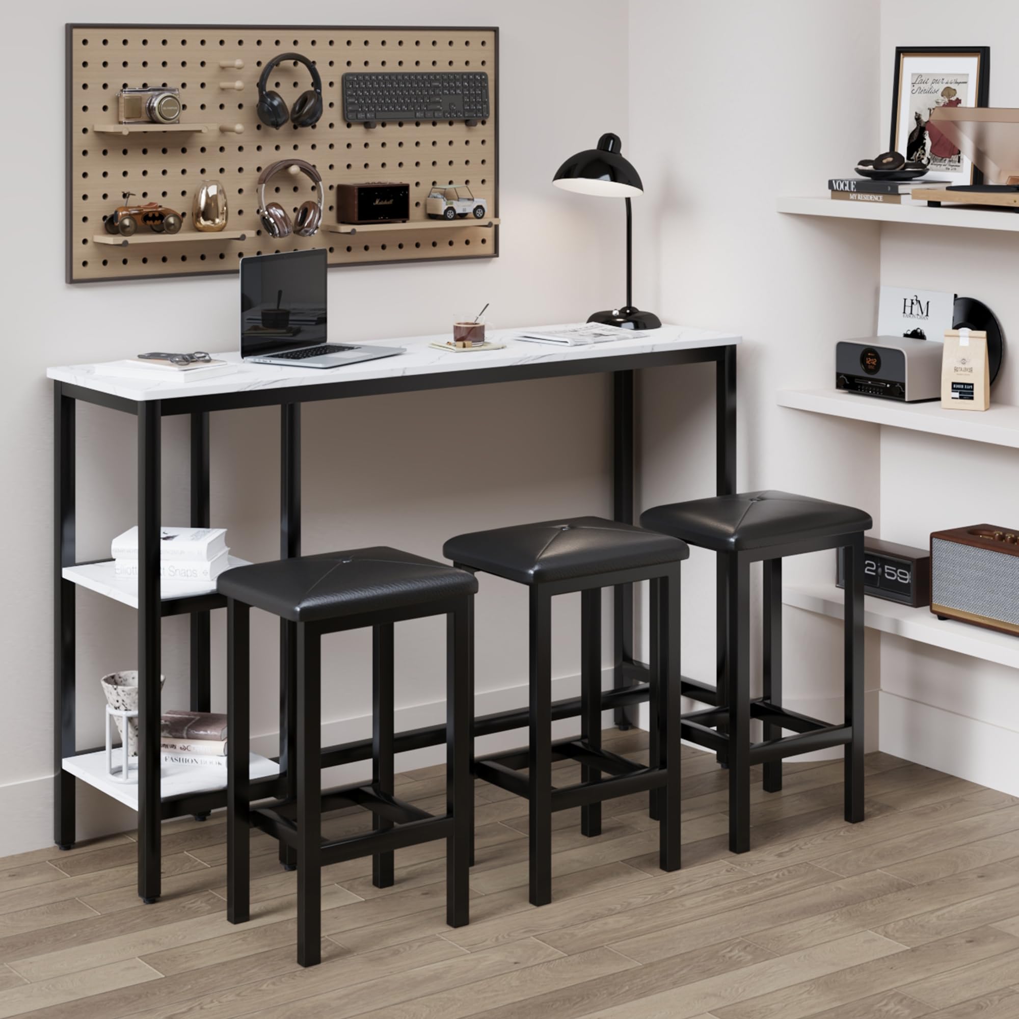 Counter Height Bar Table Set with 3 Stools