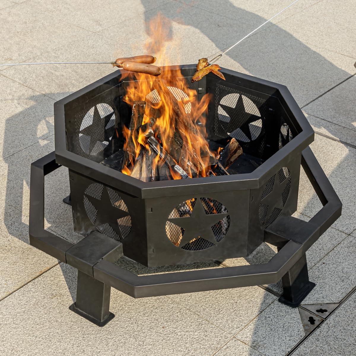 35 Inch Octagonal Wood Burning Fire Pit