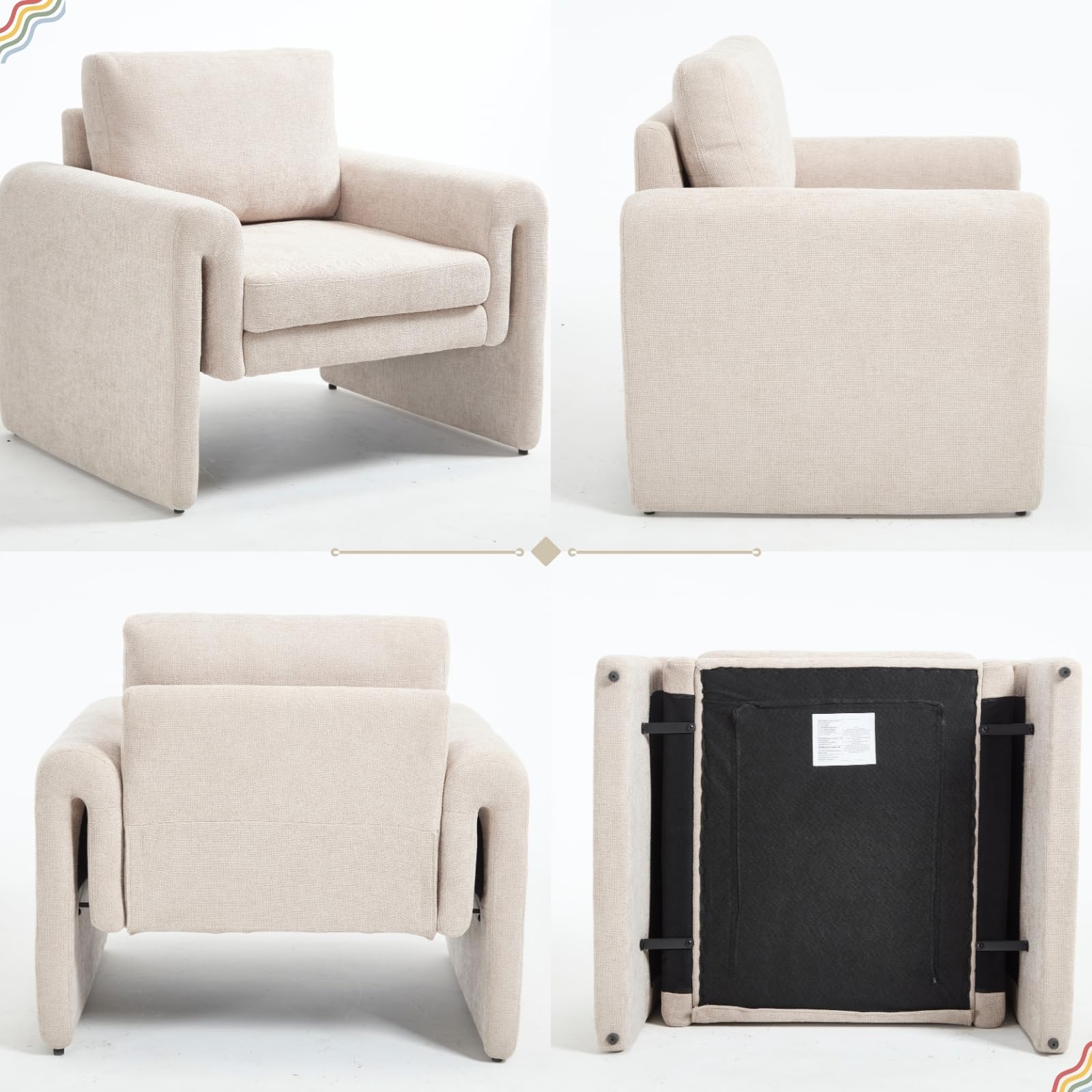 Upholstered Chenille Accent Chairs Set of 2