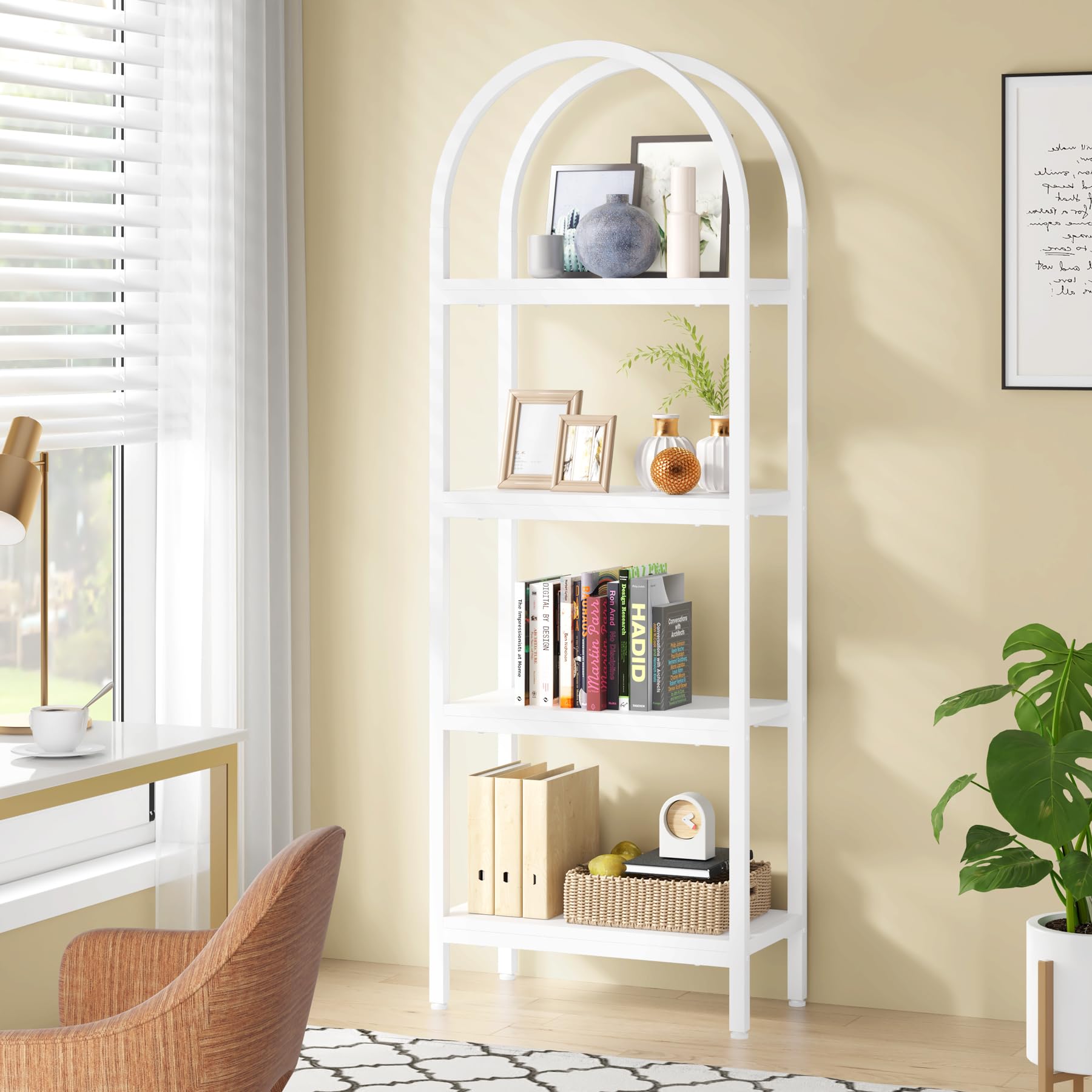 4-Tier Open Bookshelf 70.8" Industrial Wood Storage Shelves