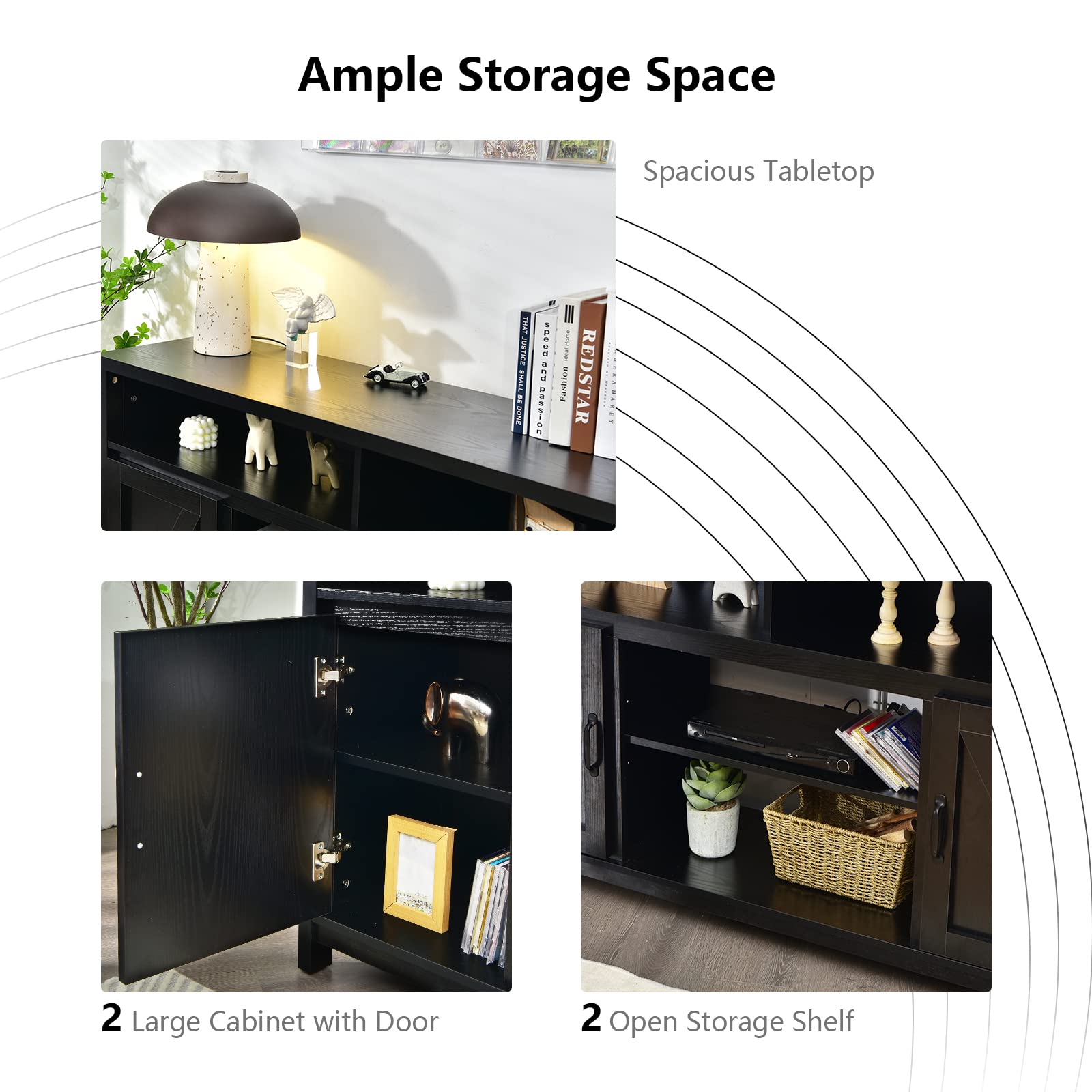 Modern Farmhouse TV Stand 59-Inch Storage Cabinet