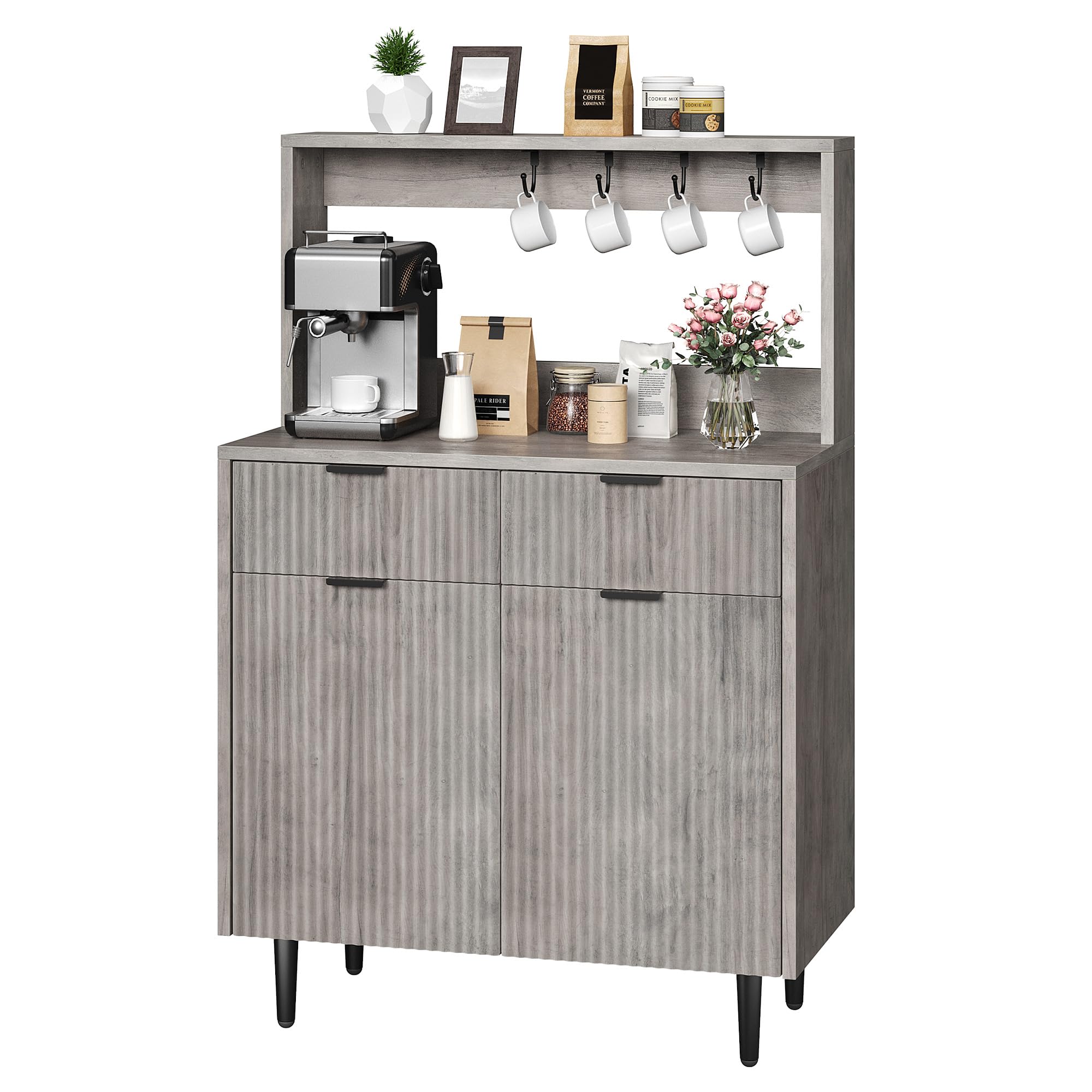 Fluted Sideboard Buffet Cabinet with Storage