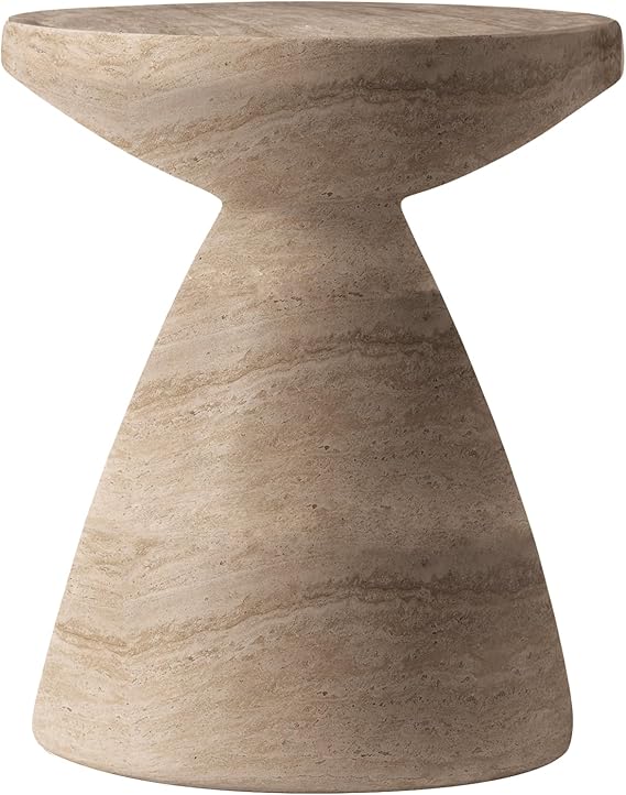 Modern Side Table with Fiberstone Top 20" Round Accent Table