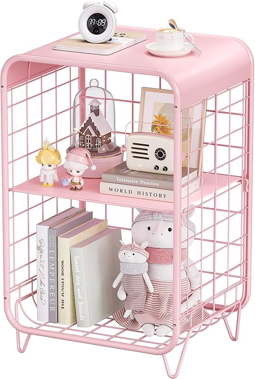 3-Tier Metal Side Table with Storage