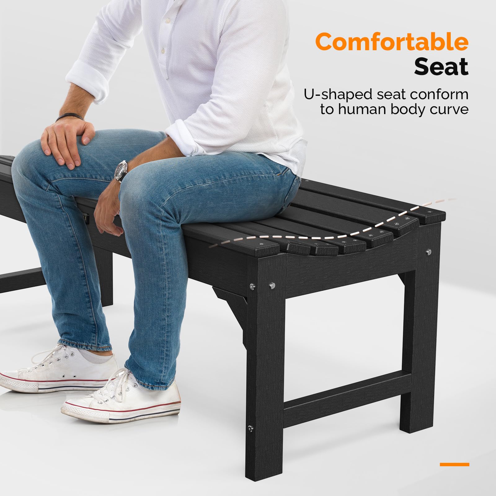Outdoor HDPE Porch Bench - 800 lbs Capacity