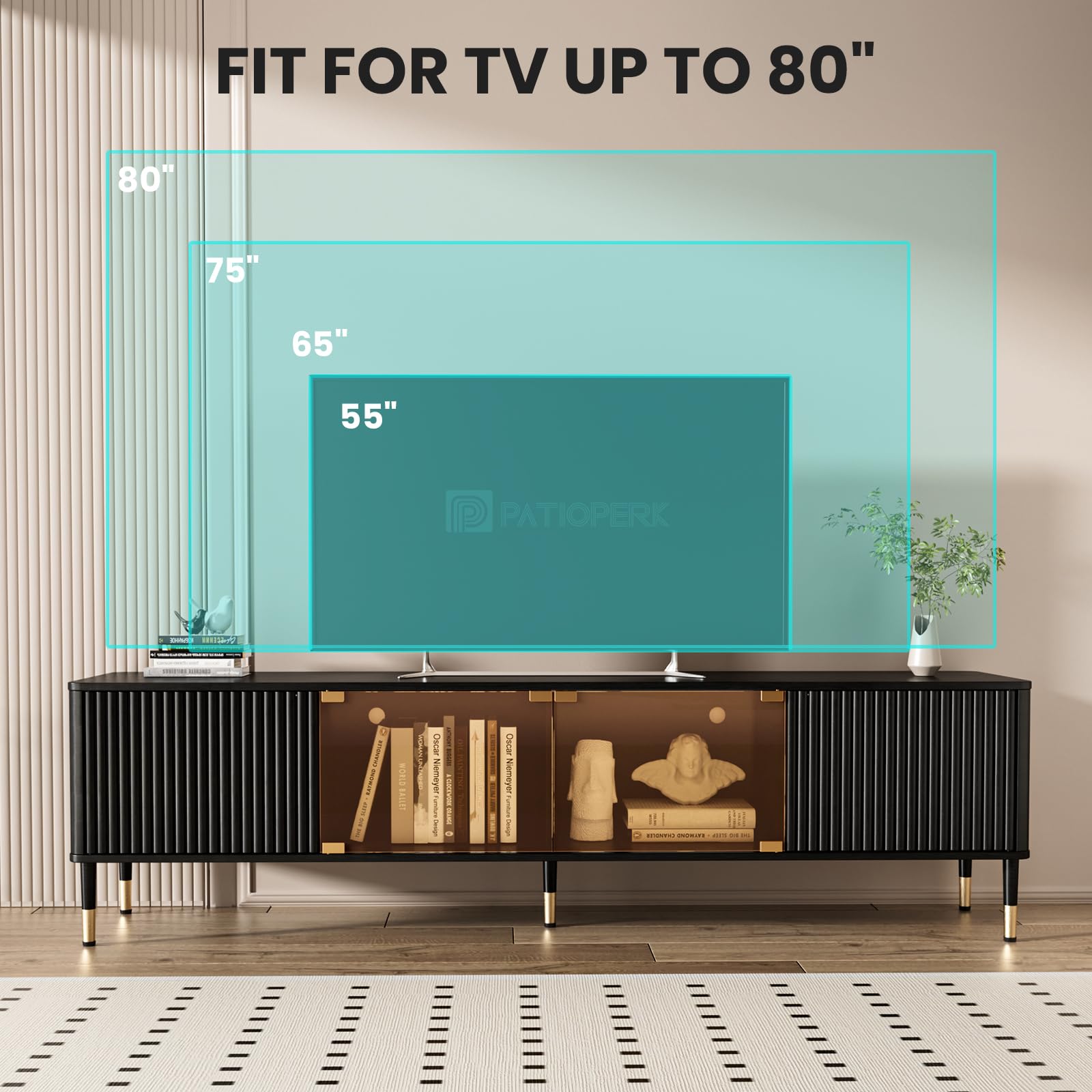 TV Stand with LED Lighting and Storage