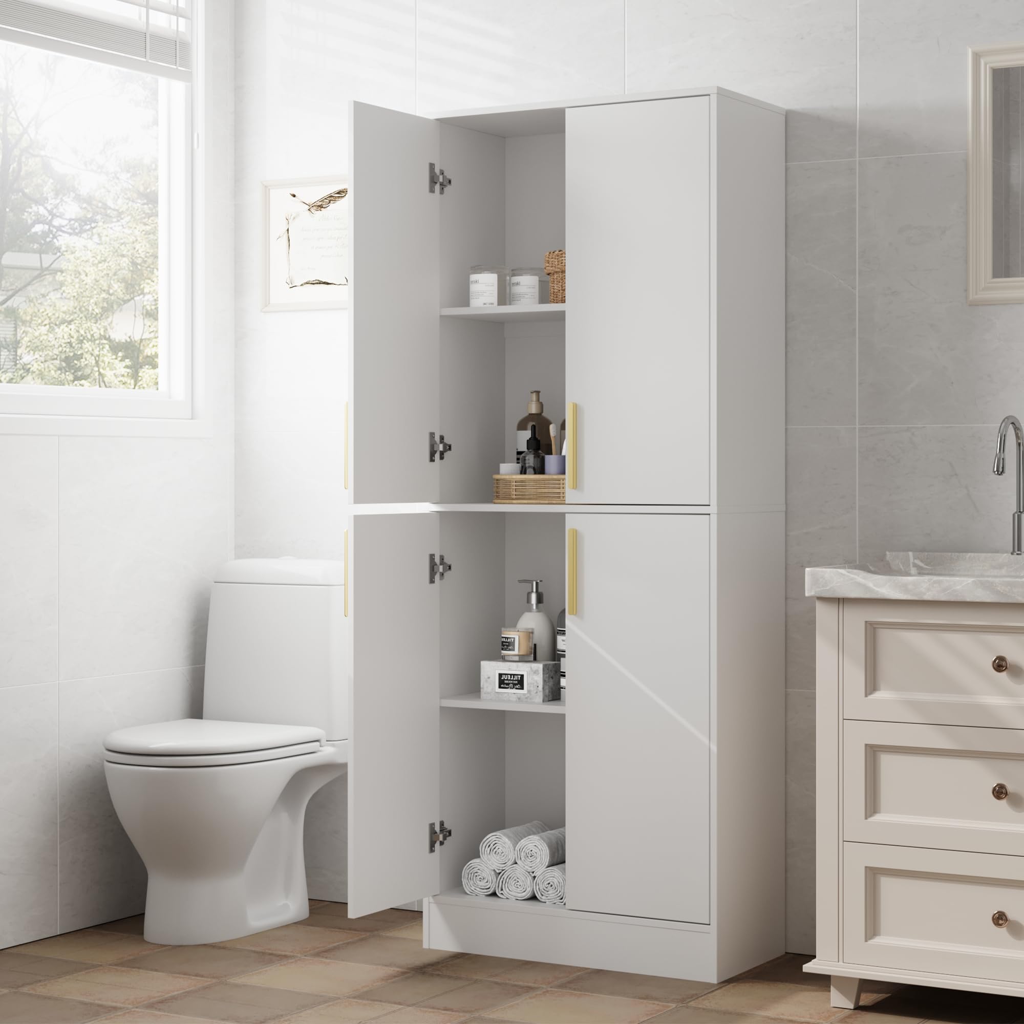 Tall Pantry Cabinet with 4 Doors