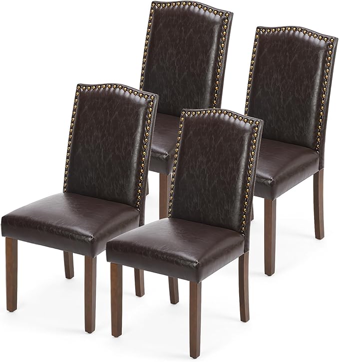 Dining Chairs Set of 6 with Padded Seat and Wooden Legs