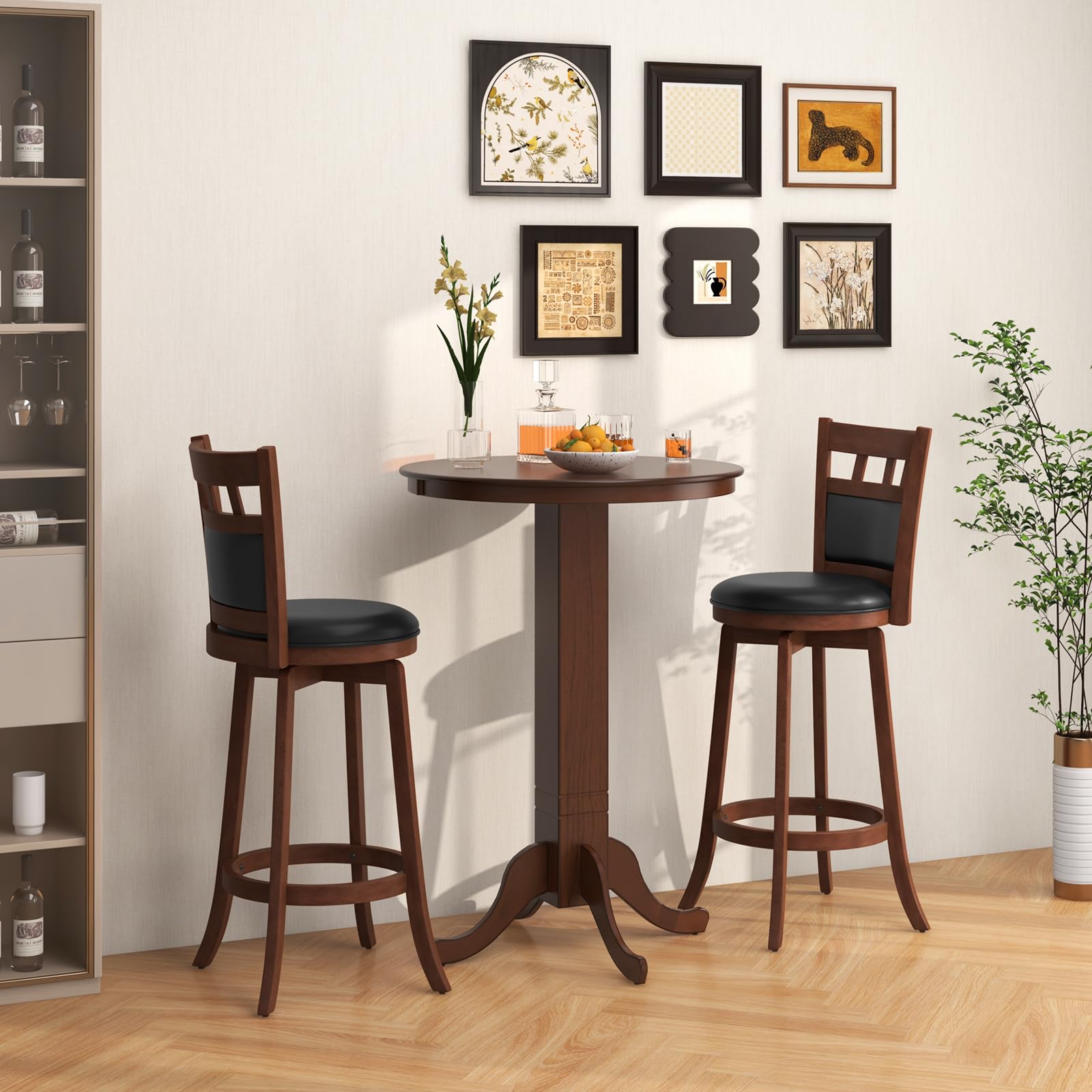 3-Piece Round Pub Table Set with Swivel Stools