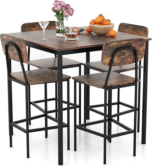 5-Piece Counter Height Dining Set with Bar Stools