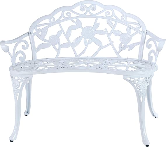 Cast Aluminum Outdoor Bench Copper Antique Double Seat