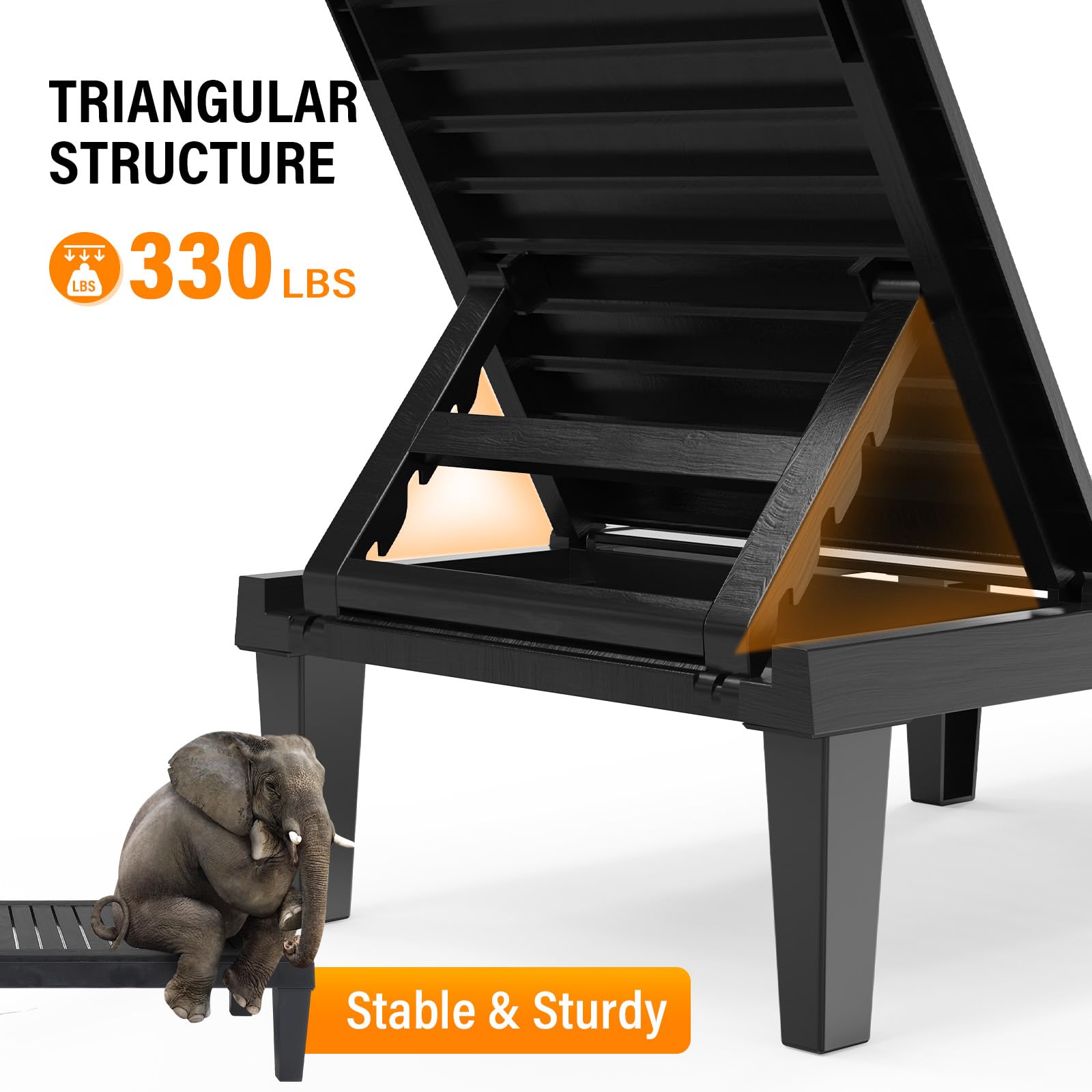 Outdoor Chaise Lounge Chair Set of 2 with Adjustable Backrest