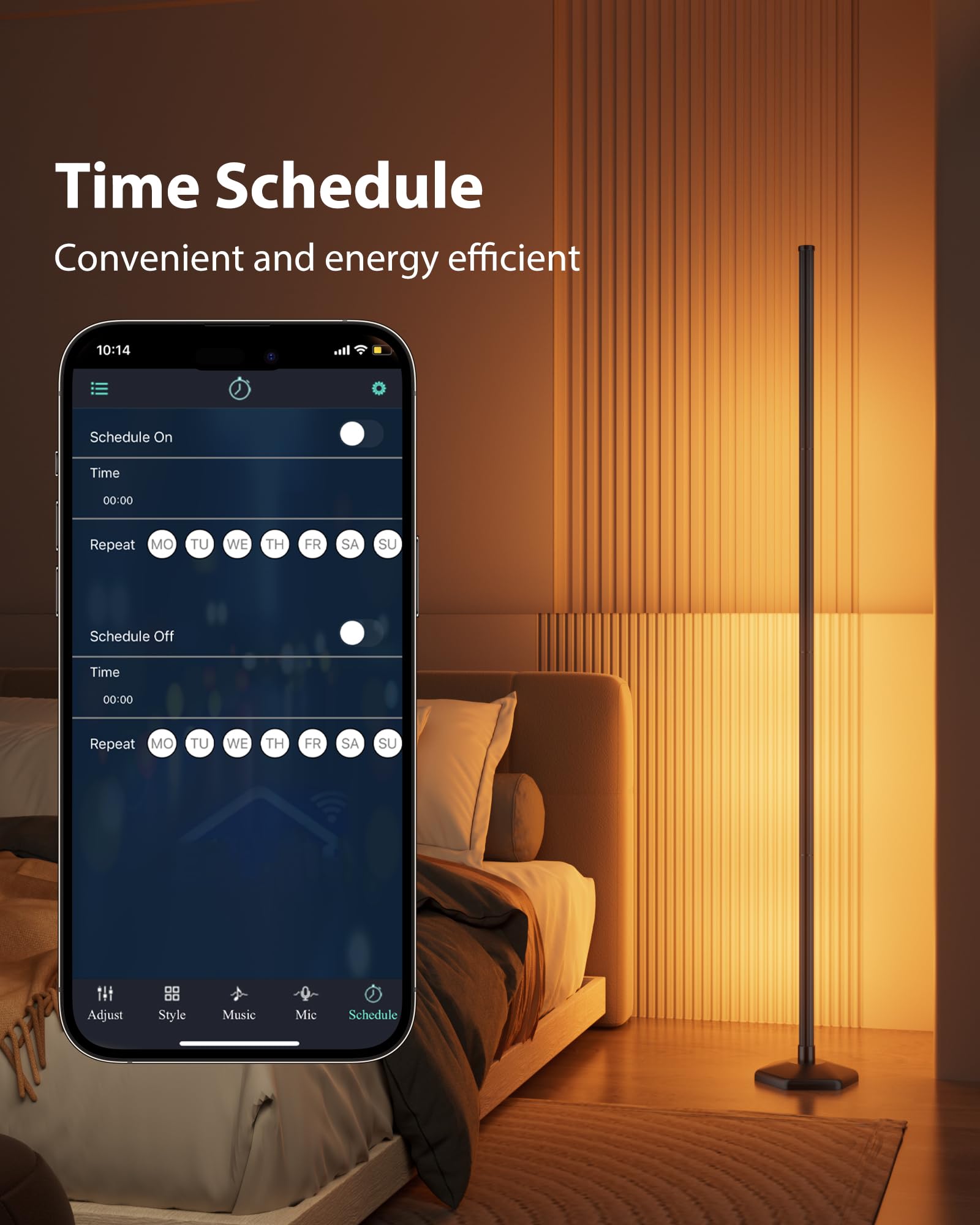 65" RGB Corner Floor Lamp with Music Sync and Remote Control