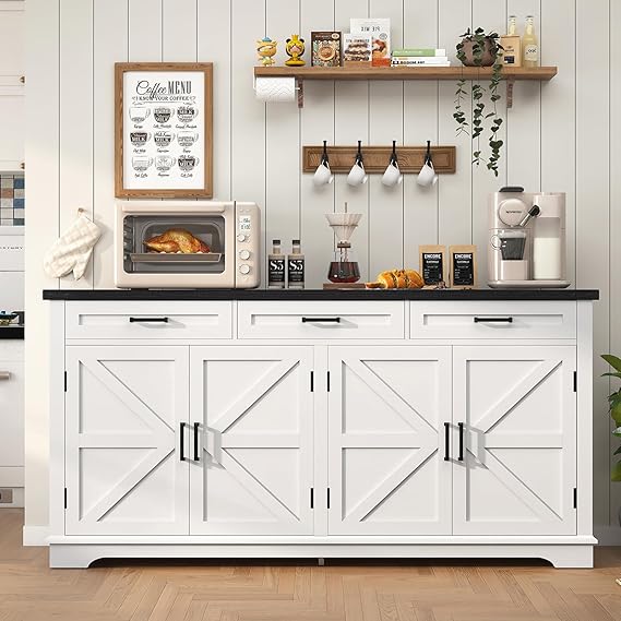59" Buffet Cabinet with 4 Doors and 3 Drawers