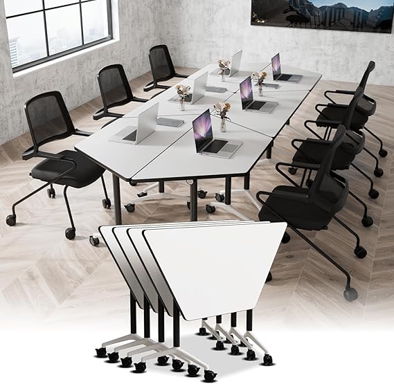 Folding Conference Table with Wheels - Trapezoid Training Table