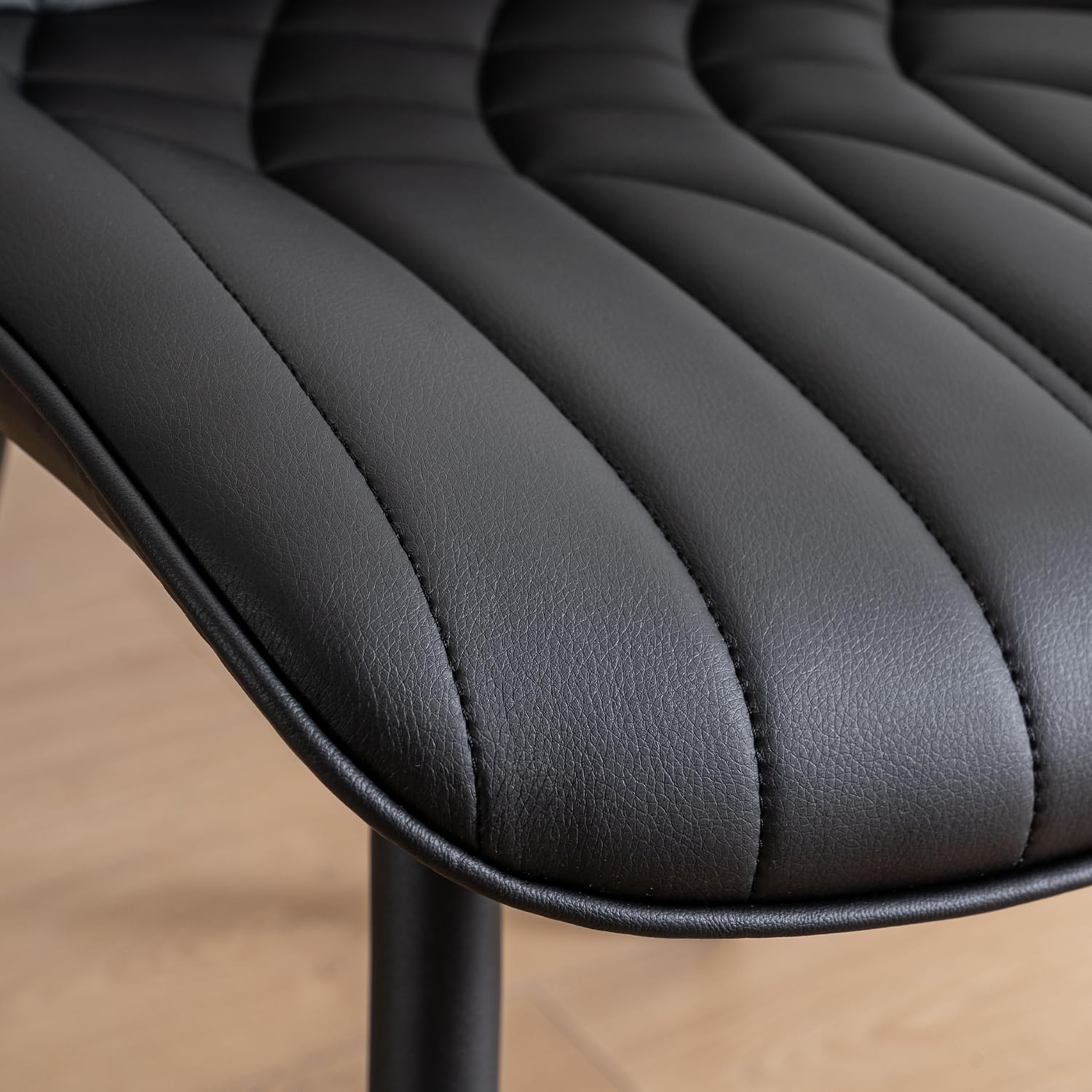 Black Dining Chairs Set of 2 - Modern Upholstered PU Leather