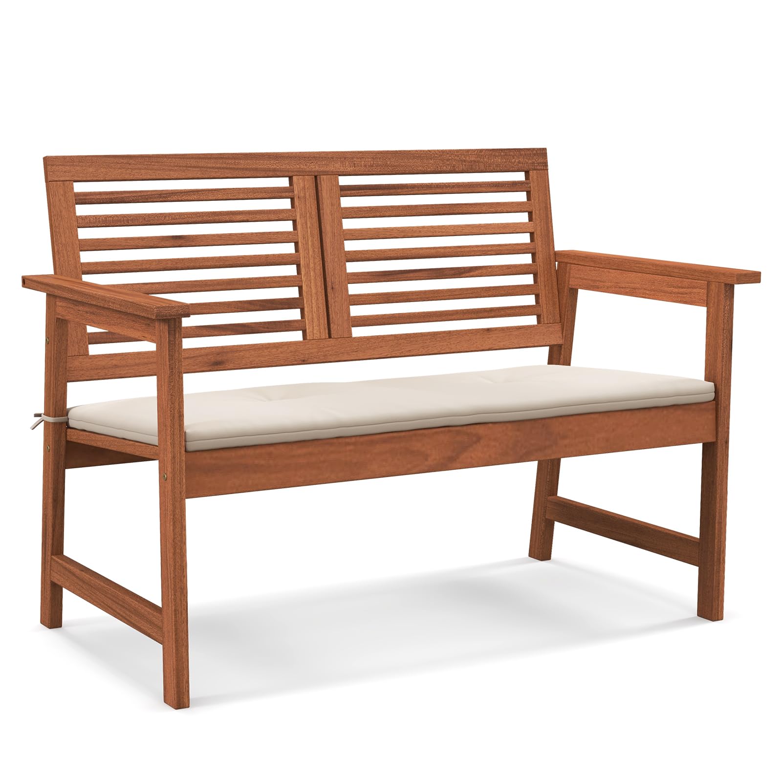 2-Person Outdoor Bench with Cushion