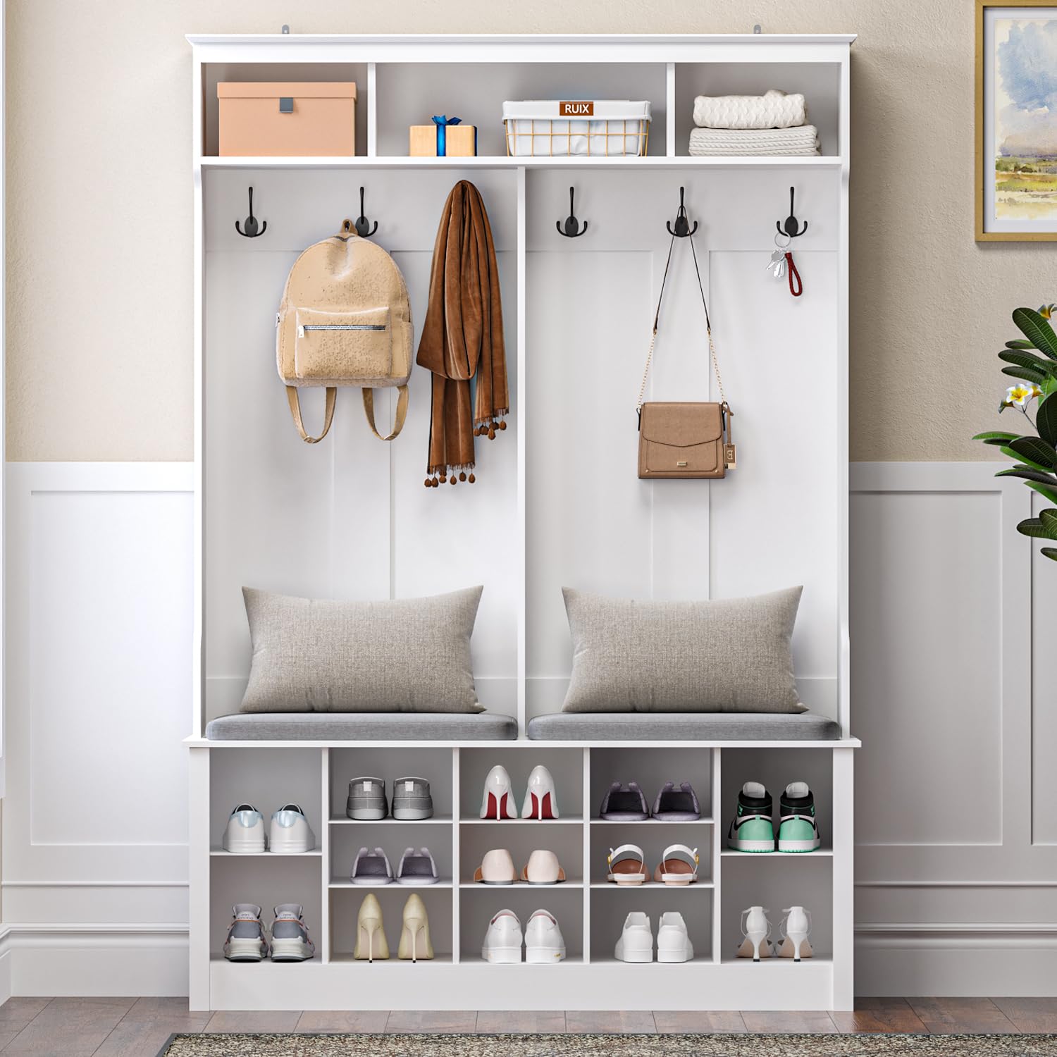 Hall Tree with Bench and Shoe Storage