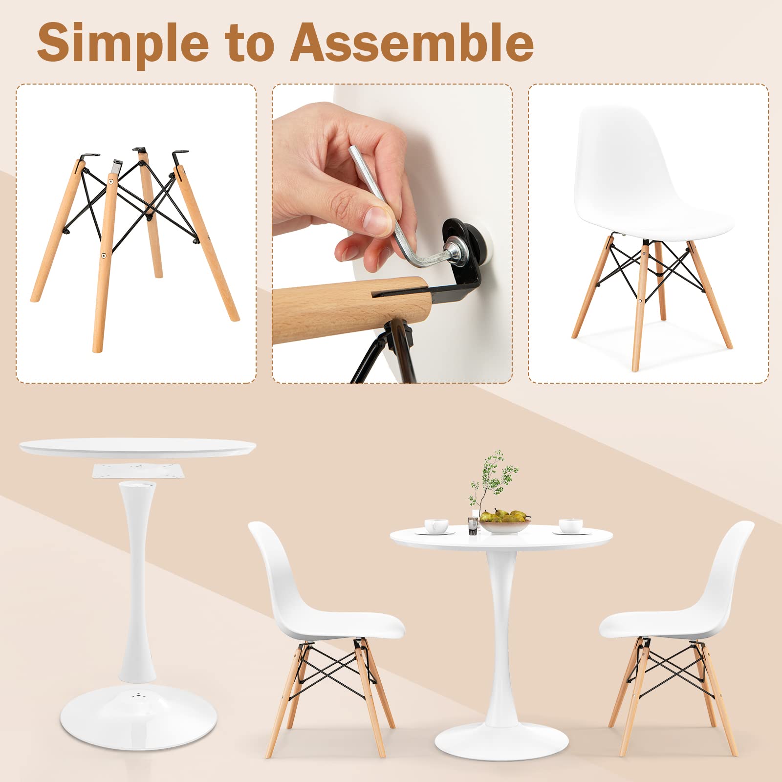 3-Piece Round Dining Set for Small Spaces