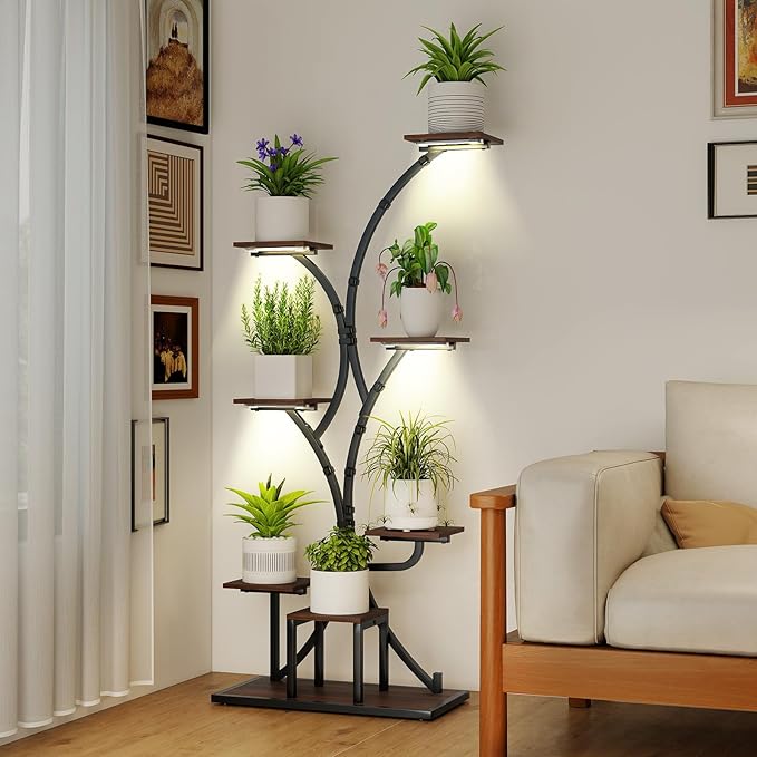 8-Tier Corner Plant Stand with Grow Lights
