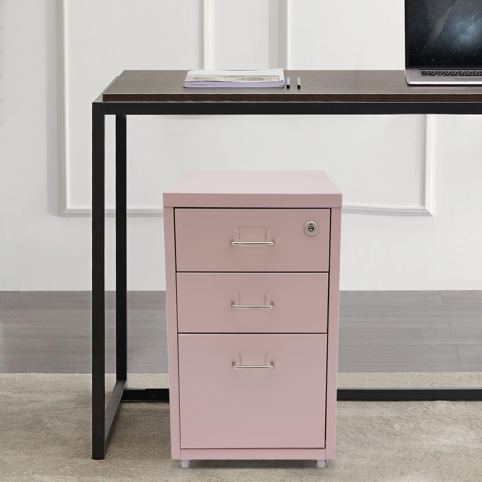 3-Drawer Lockable Mobile File Cabinet