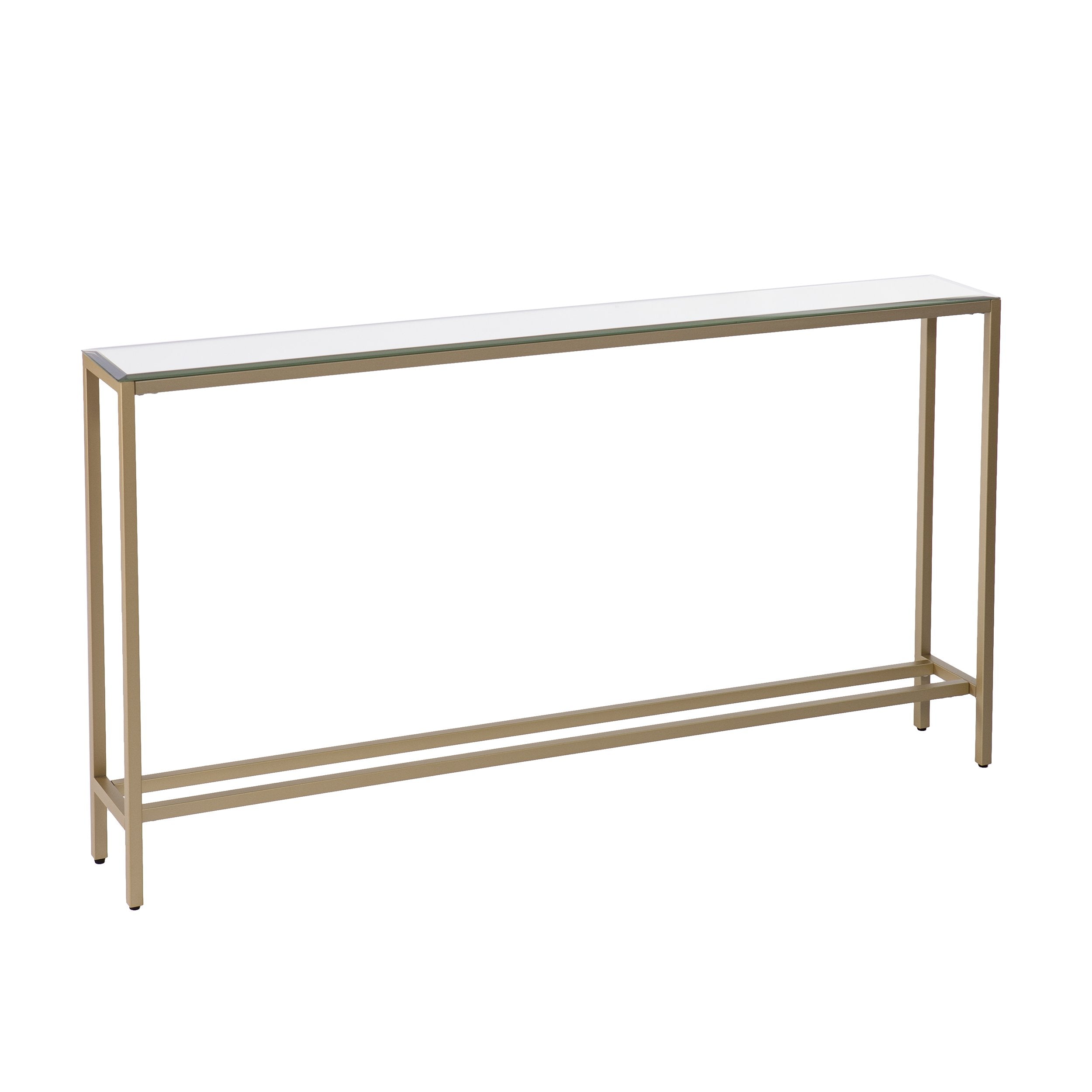 Narrow Mirrored Console Table 56 Inch Metallic Gold