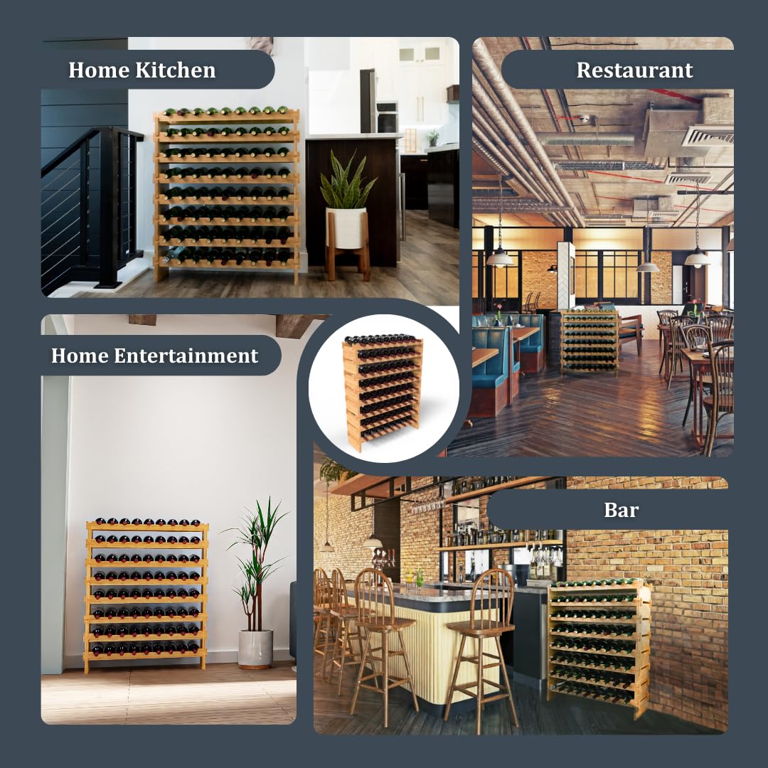 72 Bottle Bamboo Stackable Freestanding Wine Rack