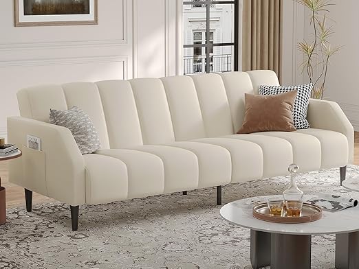 Convertible Futon Sofa Bed with Adjustable Backrest