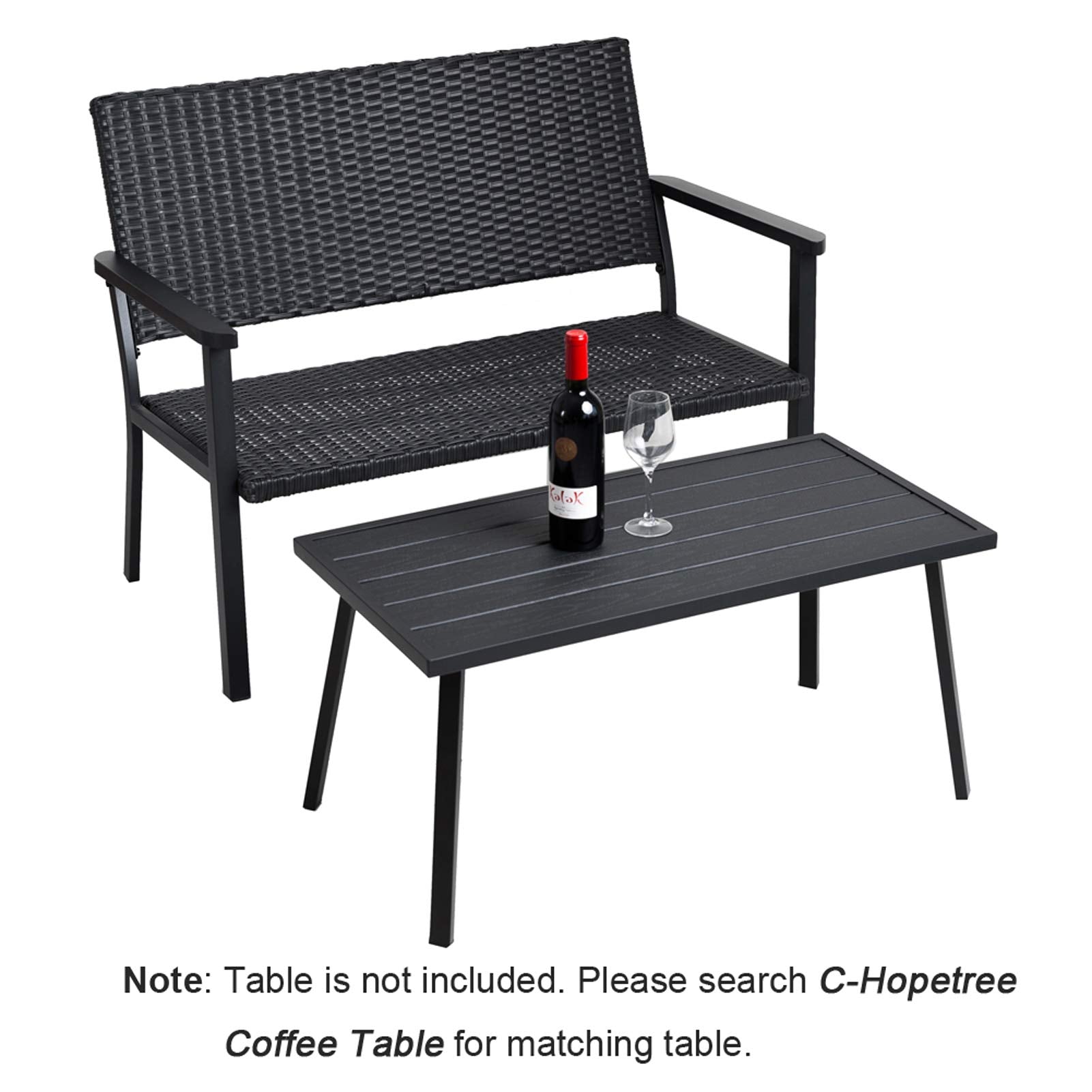 Outdoor Wicker Loveseat Bench