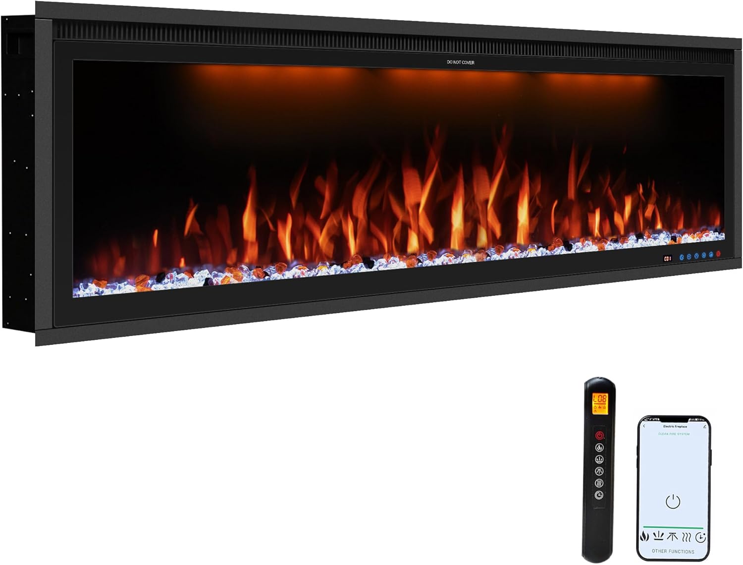 60" WiFi-Enabled Electric Fireplace Insert with App Control