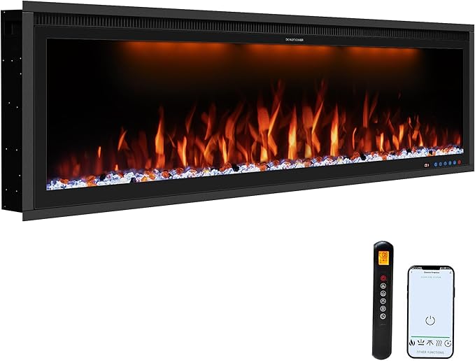 60" WiFi-Enabled Electric Fireplace Insert with App Control