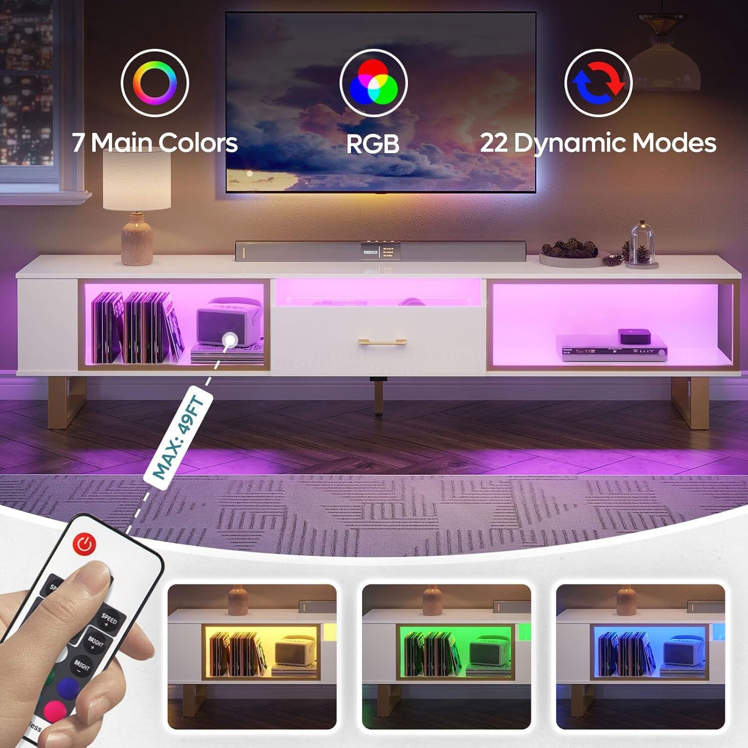 80 Inch LED TV Stand with Remote Control Lights