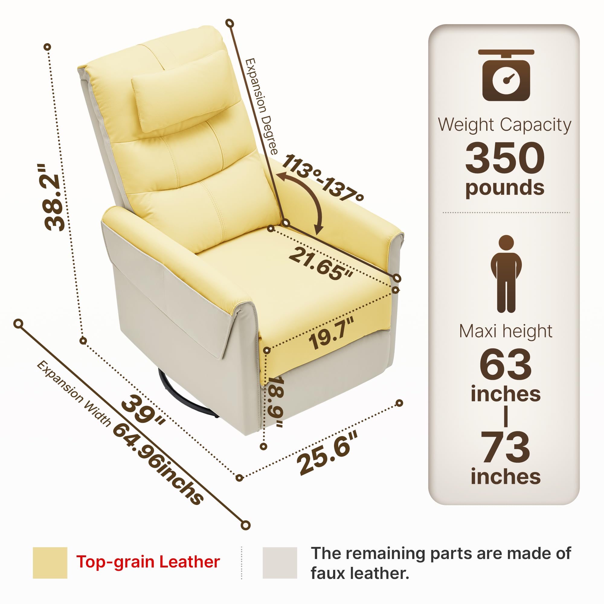 Leather Recliner Chair with Adjustable Headrest