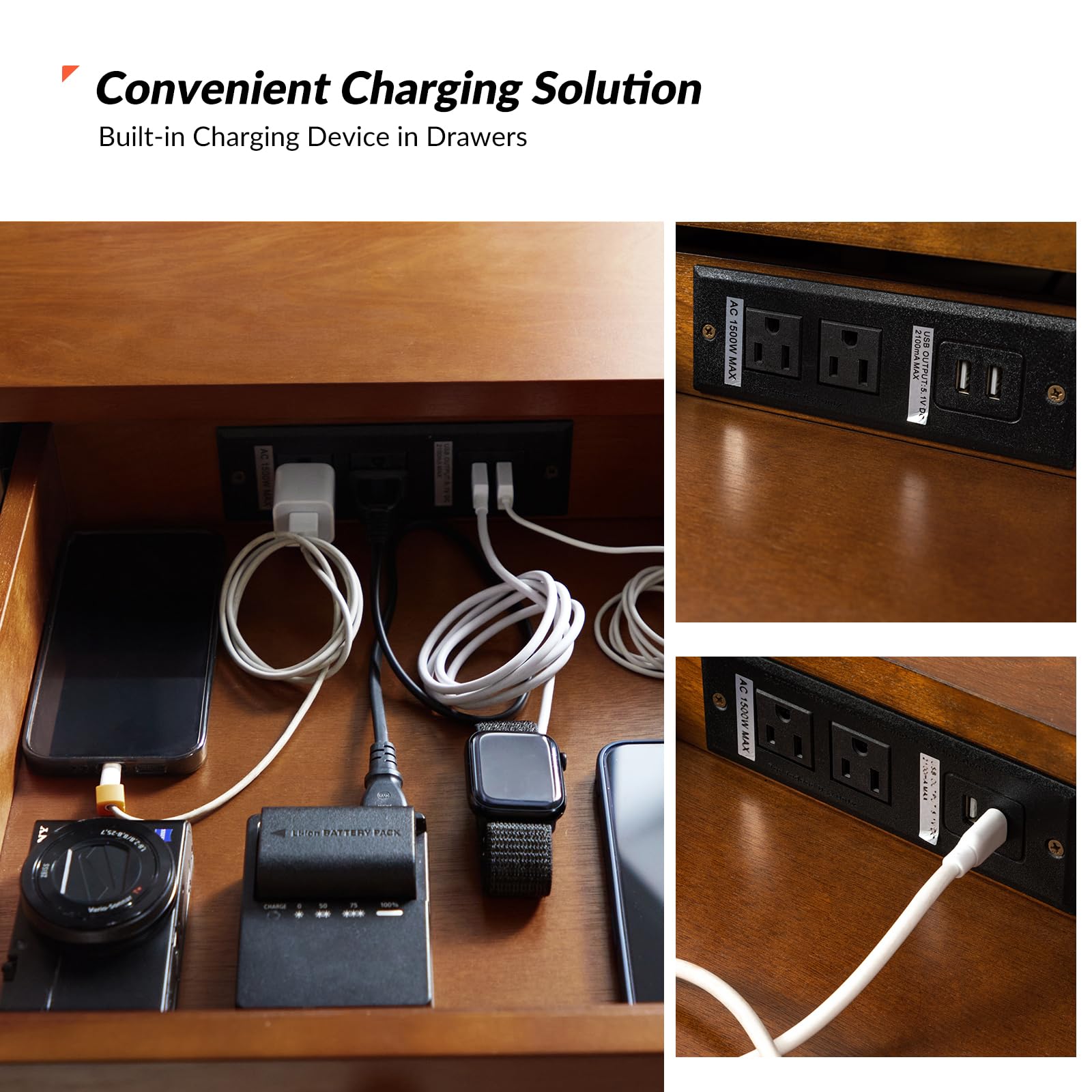 Mid-Century Modern Writing Desk with 3 Drawers