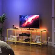 55 Inch Glass TV Stand with LED Lights