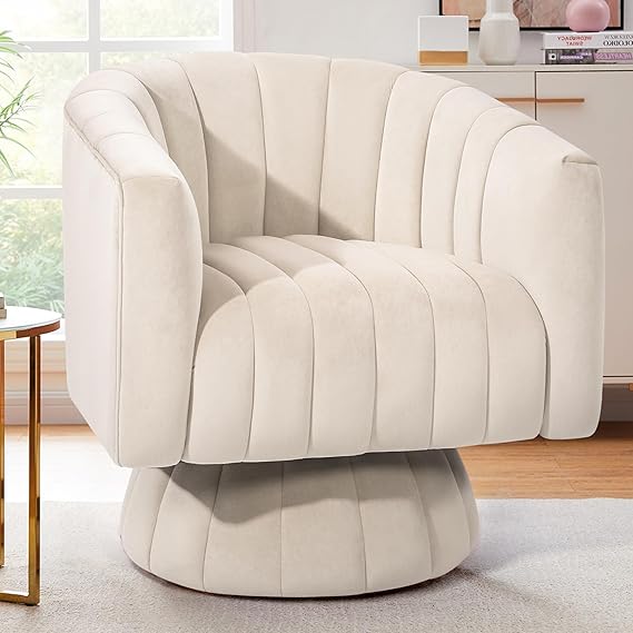 Velvet Pink Swivel Accent Chair with 360° Rotation