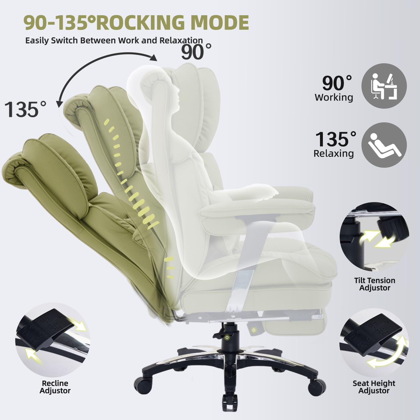 Big and Tall Office Chair with Footrest