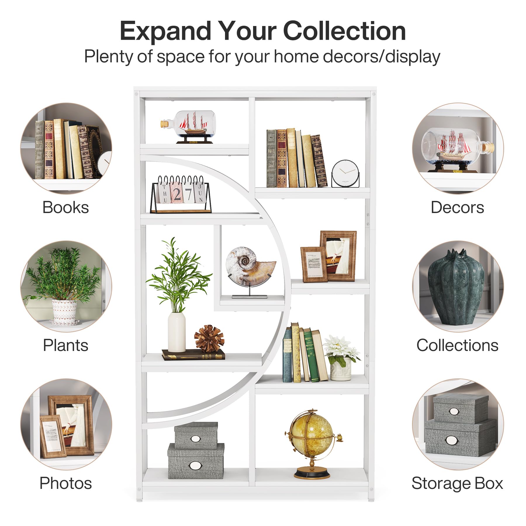 5-Tier Industrial Bookshelf Storage Organizer