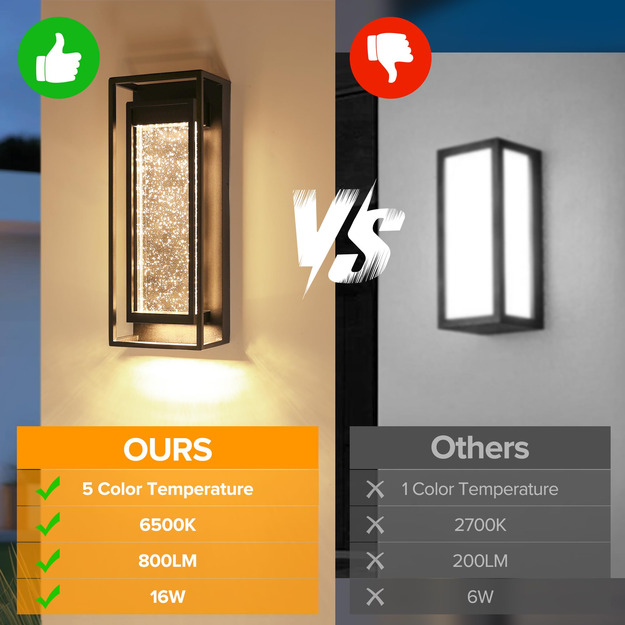 Outdoor Wall Light Fixture with Crystal Glass